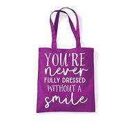 Miammo You're never fully dressed without a smile [CM17PMR] positive statement tote shopping bag - Magenta