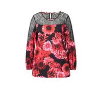 MIAMODA women's plus size blouse A-line floral pattern mesh inserts 835347