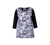 MIAMODA women's plus size blouse shirt satin with floral pattern