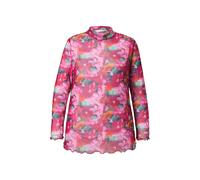 MIAMODA Women's Plus Size Mesh Shirt Slim Fit Leopard Print Stand-Up Collar...