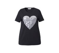 MIAMODA women's plus size T-shirt comfortable fit sequin heart 843082