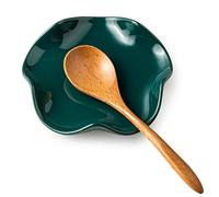 Miamolo Ceramic Spoon Rest for Kitchen Counter, Spoon Holder for Stove Top Coffee Bar, Cooking Utensil Holder, Cute Flatware Rests Heat Resistant & Dishwasher Safe for Housewarming Gifts, Dark Green
