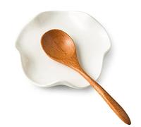 Miamolo Cute Spoon Rest for Stove Top, Ceramic Spoon Holder for Kitchen Counter, 5.3 Inches Coffee Spoon Holder Utensil Rest for Cooking Housewarming Wedding, White