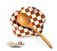 Miamolo Kitchen Spoon Rest for Stove Top, Checkered Coffee Spoon Rest, Ceramic Spoon Holder for Kitchen Counter Cooking Utensil Rest, Modern Farmhouse DéCor