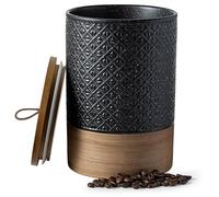 Miamolo Large Jar with Lid, Ceramic Coffee Container with Airtight Lids, Food Storage Containers, Kitchen Canisters for Countertop Coffee Bar Accessories Weeding Gift - Black & 64oz