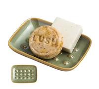 Miamolo Soap Dish for Shower, Ceramic Soap Dish Non-Slip Soap Holder Bar Saver Tray for Bathroom Kitchen Sink, Floating Point Design Save Soap Loss