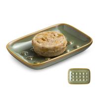 Miamolo Soap Dish for Shower, Ceramic Soap Dish Non-Slip Soap Holder Bar Saver Tray for Bathroom Kitchen Sink, Floating Point Design Save Soap Loss