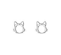 Miancheng 925 Sterling Silver Cute Cat Small Hoop Earrings,Children's Hug Earrings for Teenage girls,Kids,Baby girls(Age 3-15)