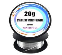 MIANDTOYA Stainless Steel 316L Wire, 20G Gauge 55Feet 0.8mm Soft Hand Tool Metal Resistance Round Thin Spool Handmade for Crafts Bailing Sculpting Jewelry Making Findings Floral Beading Trapping