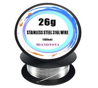 MIANDTOYA Stainless Steel 316L Wire, 26G Gauge 110Feet Soft DIY Hand Tool Metal Resistance Round Thin Spool Handmade for Crafts Bailing Sculpting Jewelry Making Findings Floral Beading Trapping