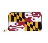 mianfer Maryland State Flag Print Leather Wallet for Women â€“ Lightweight & Stylish Long Clutch & Thin Bifold Checkbook Wallet