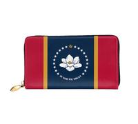 mianfer Mississippi State Flag Print Leather Wallet for Women â€“ Lightweight & Stylish Long Clutch & Thin Bifold Checkbook Wallet