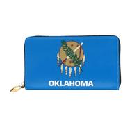 mianfer Oklahoma State Flag Print Leather Wallet for Women â€“ Lightweight & Stylish Long Clutch & Thin Bifold Checkbook Wallet