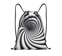 mianfer S Gym Drawstring spiral optical illusion gif Print Bags Backpack | Beach Swimming Shopping Yoga String Trip Sack Dance Travel Carry-On Luggage Camping Hiking Storage Folded Adjustable