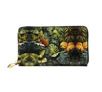 mianfer Tropical Rainforest Palm Leaves Print Leather Wallet for Women â€“ Lightweight & Stylish Long Clutch & Thin Bifold Checkbook Wallet