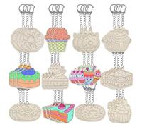 MIANRUII 36 PCS Donut Keychain DIY Set - Can Be Painted With Donuts, Cupcakes, Ice Cream Keychains, Suitable For Children's Crafts, Party Gifts, and Personalized Gifts