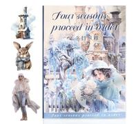 MIANRUII Winter Theme Sticker Scrapbooking Supplies for Junk Journal, 20 Sheets Watercolor Ice Blue Castle Stickers, Pre-Cut PET Stickers for Junk Journal, Scrapbooking, Planner & DIY Crafts (Winter)