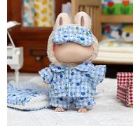 Mianyean 17cm Macaron labufu Doll Clothes Good Night Bedding Set Blanket Sheet and Pillow Pajamas Set Cozy Little Home Gifts for People