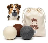 Miao and Woof 3-Piece 100% Organic Wool Dog Balls, Soft, Durable, Non-Toxic Wool Felt Toy for Dogs & Puppies, Eco-Friendly, and Chew-Resistant