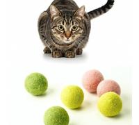Miao and Woof Wool Cat Balls - 6-Pack Soft Felt Toys for Cats & Kittens - Quiet, Durable, Handmade Play Balls - Safe Chew Toy for Indoor Fun (Green Jungle Prowler)