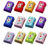 MIAO JIN 12PCS Lipstick case with mirror Lipstick case Storage case Mini portable embroidery jewelry case cosmetic case (Random color), Random color, Floral-print