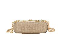 MIAO JIN Mini Crystal Lipstick Case Bling Rhinestone Cosmetic Storage bag with Metal chain Lipstick Storage Holder Makeup jewelry case, Gold, Bling Rhinestone