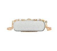 MIAO JIN Mini Crystal Lipstick Case Bling Rhinestone Cosmetic Storage bag with Metal chain Lipstick Storage Holder Makeup jewelry case（Silver）