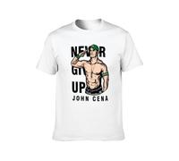 MIAO LI YI Men's Round Neck T-Shirt John Cena Salute Pose Personalize Button Closure White M