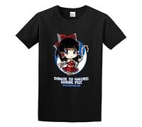 MIAO LI YI Men's Summer T-Shirt Touhou Reimu Hakurei Soft and Light Black L