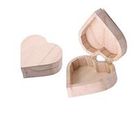 MIAO YUAN 2PCS Unfinished Heart Shape Unpainted DIY Storage Box Wood Craft Box Organizer for Jewelry Box Gift Box Artist Tool