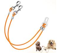 MiaoChuai 3-in-1 Dog Car Seat Belt Harness | Chew-Proof Adjustable Steel Cable Leash with Heavy-Duty Buckle & Clip | Car Safety Restraint for Small, Medium, Large Dogs (Orange New, 32in)