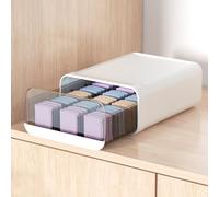 Miaocona Socks Underwear White Drawer Organizer, 15 Cells Plastic Closet Organizer with Super Capacity, Stackable Storage Box for Bras, Scarves, Ties (Large Size, 1 Pcs)