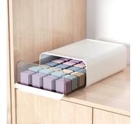 Miaocona Socks Underwear White Drawer Organizer, 24 Cells Plastic Closet Organizer with Super Capacity, Stackable Storage Box for Bras, Scarves, Ties (Extra Large Size, 1 Pcs)