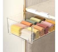 Miaocona Under Shelf Drawer Organizer, Plastic Underwear Storage Drawer with Removable Compartment, Hanging Storage Box for Bras, Socks, Ties, Decor, Snacks, (Hanging Style, 12 Cells, White, 1 Pcs)