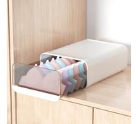 Miaocona Underwear Organizer Drawer, 1 Cell Plastic Sock Underwear Storage Drawer, Stackable Closet Organizers and Storage Box for Bras, Socks, Scarves, Ties, Belt (King Size-White, 1 Pcs)