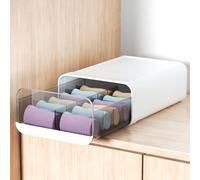 Miaocona Underwear Organizer Drawer, 12 Cells Plastic Sock Underwear Storage Drawer, Stackable Closet Organizers and Storage Box for Bras, Socks, Scarves, Ties, Belt (King Size-White, 1 Pcs)