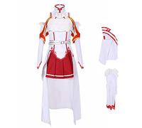 MIAOCOS Sword Art Online SAO Kazuto Kirigaya Kirito Yuuki Asuna Cosplay Costume, White Female Asuna, S