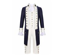 MIAOCOS Opera Alexander Hamilton Men Costume Vintage Tailcoat Formal Uniform Adult Costume Victorian Colonial Frock Mens Coat, Blue Female, XL