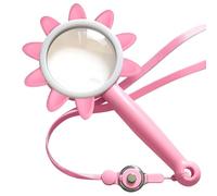 Miao'er Kids Magnifying Glass with Lanyard, 5X, 20X Handheld Magnifier, 75mm Lens, for Student Nature Exploration, Elderly Reading, Jewelry Observation (Pink)