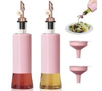 MIAO'ER Olive Oil Dispenser for Kitchen, Oil and Vinegar Dispenser Set of 2, Rose Gold Stainless Steel Spout, Pink Kitchen Decor, 300ml/10oz Kitchen Accessories for Cooking, Salad, Frying