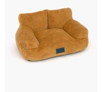 Miaogoo Fluffy Plush Cat Dog Sofa Orthopedic Calming Pet Bed, Washable Removable Sleeping Cushion Non-slip Pets Couch for Small Medium Dogs Cats (S:50x38x23cm,Brown)