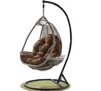 Miaogoo Indoor Outdoor Hammock Pad for Home Garden Patio, Waterproof Soft Hanging Basket Chair Cushion, Comfortable Breathable Egg Chair Cushion, Supportive Wicker Rattan Swing Pad (Coffee,120x80cm)