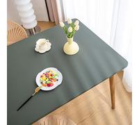 Miaogoo Rectangle Tablecloth Elastic Edged Fitted PU Leather Table Cove for Outdoor Kitchen Picnic Camping Party, Waterproof Oil-proof Table Protector (140x80cm,Dark green)