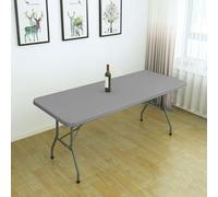 Miaogoo Rectangle Tablecloth with Elastic Edged Fitted, Anti-slip Wipeable Table Cloth Table Cover for Indoor Kitchen Dining Room Outdoor Party Wedding Picnic Patio (5FT 152x75CM,Dark gray)