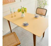 Miaogoo Rectangular Table Cloth, PU Leather Table Protector Waterproof Wipeable Cover, Elastic Edged Fitted Tablecloth for Outdoor, Patio, Kitchen and Dining Room (120x80cm,Yellow)