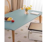 Miaogoo Waterproof Rectangular Table Cloth with Flannel Backing, Elastic Edged Fitted Wipeable Oil-proof PU Leather Table Protector Cover for Kitchen Dinning Room Party Picnic (120x80cm,Blue)