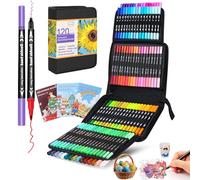MIAOKE 120 Dual Brush Pen Set with 3 Coloring Books, Felt Tip Pens with Thick and Thin Tips, 3 Sets of Refills and a Black Carrying Case, Waterproof, Suitable for Painting