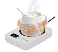 MIAOKE Coffee Mug Warmer, Smart Mug Warmer with 3 Temperature Settings Mug Warmer for Desk 4H Auto On/Off Heating Coaster, Tea Warmer, Milk Warmer for Office Home Desk-White, 15*11.8*2.5cm, DS1210