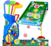 MIAOKE Golf Set with Multi-Function Cart ,Complete Golf Set Includes 4 Golf Clubs, 6 Balls & 2 Practice Holes,Educational Outdoor/Indoor for Birthdays or Christmas