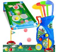 MIAOKE Golf Set with Multi-Function Cart ,Complete Golf Set Includes 4 Golf Clubs, 6 Balls & 2 Practice Holes,Educational Outdoor/Indoor Golf Set Toys Gift for Birthdays or Christmas